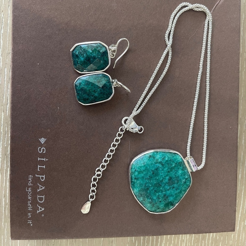 Silpada Silver Reversible Shell Turquoise Necklace -18 inch - Picture 3 of 6